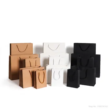 10pcs/lot Луксозна промоция Чанти за дрехи за магазини Бутикови подаръчни хартиени чанти за многократна употреба