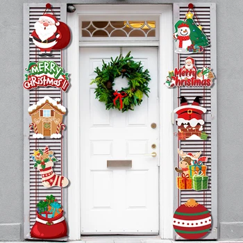10pcs/set Весела Коледа висящи врата банер Дядо Коледа снежен човек куплет коледни украси за дома Коледа подаръци Нова година