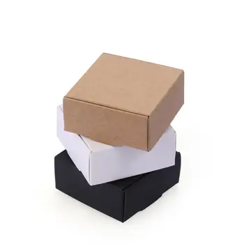 10PCS Малка крафт хартия Опаковка Квадратно дъно Подаръчни кутии Ръчно изработени бонбони Опаковка за бижута Опаковъчен картон