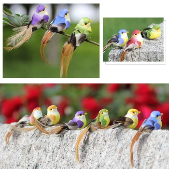 12Pcs Прекрасна симулация птици дърво обвързване изкуствени птици декорация занаяти открит растение Коледа декорация на дома 1