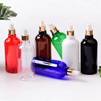 14pcs 500ml Празни златни алуминиеви бутилки за пръскачки за парфюм Течен Medecine спрей за грижа за кожата пластмасов козметичен контейнер