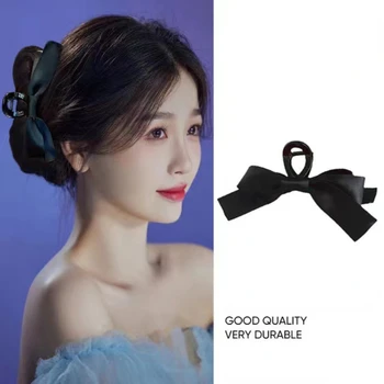 1pc корейски голям лък кадифе коса нокти двустранен лък-възел вземете клип фиби сатен шнола щипка за коса клип инструменти за оформяне черни жени