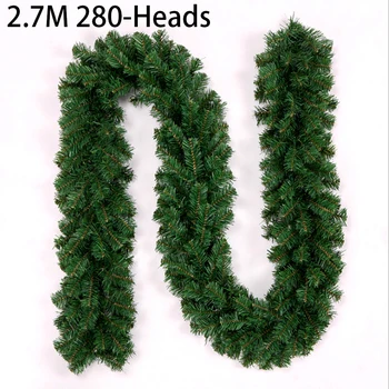 2.7M Изкуствен зелен коледен венец от венец Коледа борово дърво ратан декор банер висящи растения украшение домакинство градина
