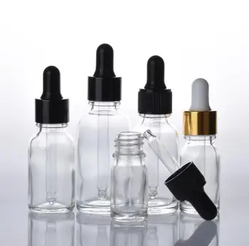 200pcs Празна 10ml прозрачна стъклена бутилка капкомер със стъклени капчици за очи за етерични масла ароматерапия и течни цигари SN745