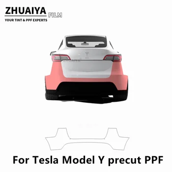 2020-2024 За Tesla Модел Y Задна броня PPF филм за защита на боята 8mil филм за каросерията на автомобила