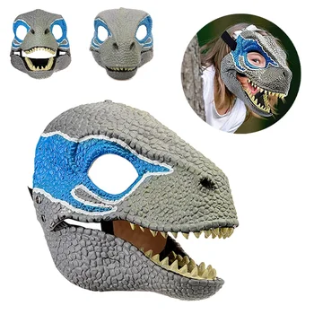 2022 Динозавърска маска Ужас Дино маска шапки Възрастен Детско парти Cosplay отворена уста динозавър латекс маска Коледен подарък