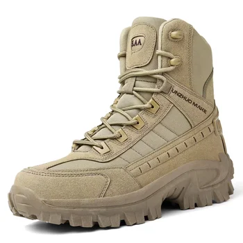 2022 Нови зимни обувки военни тактически мъжки ботуши специални сили кожа пустиня борба глезена обувка армия мъжки обувки плюс размер