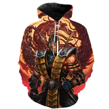 2023 Игра Mortal Kombat 11 3D отпечатани качулки Мъже / Жени Личност Суитчъри Cosplay Streetwear Тийнейджъри Модно палто 2
