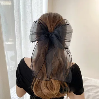 2023 Модерен и минималистичен жените двойна мрежа лък щипка за коса със страничен клип темперамент Дамски момиче аксесоари за коса