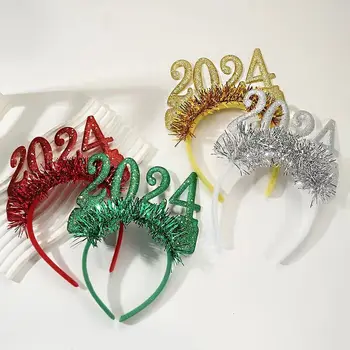 2024 Честита Нова Година лента за глава за Коледа Дейност Парти декорация Подпори Консумативи Лента за коса Шапки Аксесоари за коса