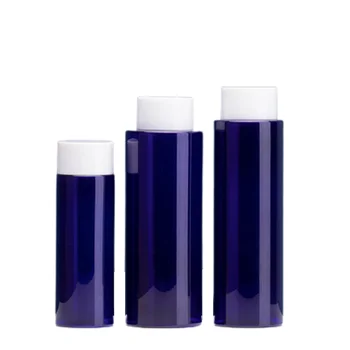 20Pcs бутилки за многократна употреба празни ясни сини преносими козметични опаковки пластмасови тонер бутилки бял капак с вътрешен 100ML200ML250ML