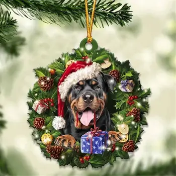 2D Коледа Акрилни Коледни чорапи Украса за кучета Коледно дърво Декорации Занаяти Висящи автомобили Огледало за обратно виждане висулка