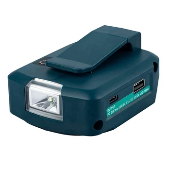 2X За Makita ADP05 14.4V / 18V Lion батерия USB / Type-C конвертор порт с LED светлина прожектор външна светлина за Makita