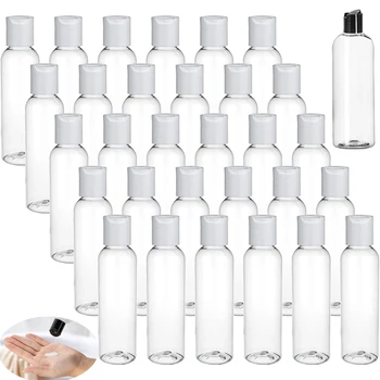 30PCS 30/50/60/100ml Прозрачни пластмасови празни бутилки с дискови капачки Контейнери за многократна употреба за пътуване за кремове Сапун Шампоан лосиони