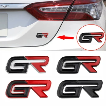 3D метал GR Етикет на логото на автомобила Емблема Стикер стикер Стикери за Toyota GR спорт Газу Спорт C-HR RAV4 Mirai Avensis Prado Prius