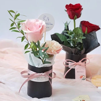 4Pcs кутии за цветя мини кръгла хартия подаръчна кутия сватбено тържество роза цвете опаковка кутия декорация Свети Валентин фестивал доставки