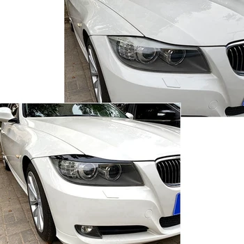 4X кола лъскави черни фарове вежди клепачи капак мигли главата светлина стикери за BMW 3 серия E90 E91 320I 05-12 3