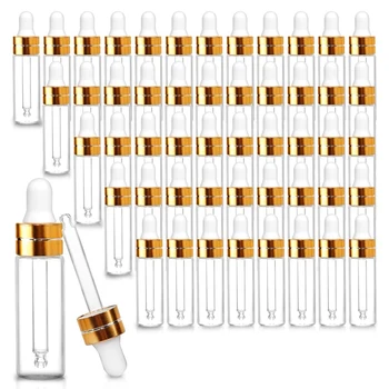 50 пакет прозрачни стъклени капкомер бутилки, мини проба капкомер бутилки за етерични масла парфюм козметична течност