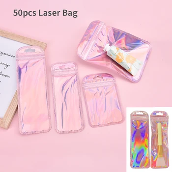 50pcs 4 стилове лазерна опаковъчна чанта плоска козметична чанта холографски мини чанти
