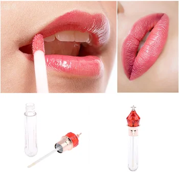 5ML Празни тръби за глазура за устни Контейнери за козметика с форма на червен диамант Червило Балсам за устни Бутилка за пътуване Прозрачни пластмасови тръби