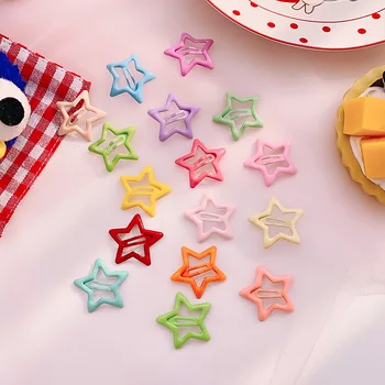 5pcs / комплект корейски бонбони цвят звезда щифт за коса сладки деца пентаграм щипки за коса за бебета момичета шапки детски аксесоари за коса