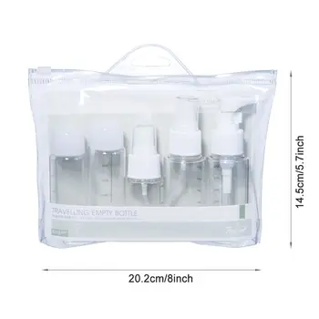 7Pcs с чанта за съхранение за многократна употреба бутилка комплект под-бутилка лице крем тоалетна организатор бял лосион помпа спрей бутилка 5