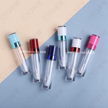 8ml празни прозрачни контейнери за опаковане на гланц за устни козметична глазура за устни тръба гланц за устни многократна употреба червило бутилка червени сини капачки