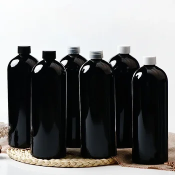 8pcs 1000ML празни черни пластмасови козметични бутилки с черен бял спирален пластмасов капак 1L бутилка с голям капацитет за душ гел
