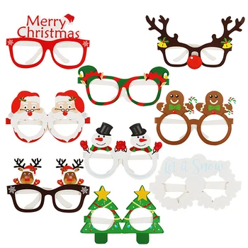 9pcs Коледни очила за деца Дядо Коледа снежен човек коледно дърво модел фото щанд подпори коледно парти декорации