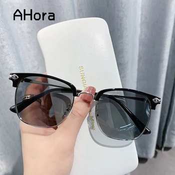 Ahora половин рамка фотохромни слънчеви очила за четене рамка високо качество бизнес анти синя светлина пресбиопия очила мъже&жени
