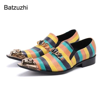 Batzuzhi италиански стил ръчно изработени мъжки обувки Multi кожена рокля обувки мъже приплъзване на модно парти / сватбени обувки мъже Zapatos Hombre