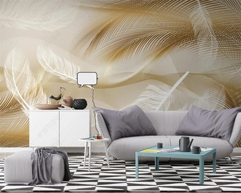 beibehang papel de parede Персонализирани нови модерни минималистични геометрични перо абстрактно злато реколта TV фон тапет 4