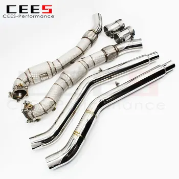 CEES изпускателна тръба за Audi S6 / S7 C7 4.0T 2013-2018 неръждаема стомана с катализатор 100 200cell / 300cell каталитични конвертори