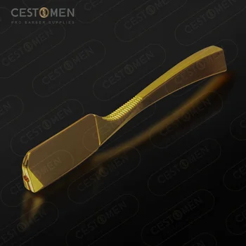 CestoMen дълга дръжка разгъваема мъжка бръснач за бръснене галванично злато с едно острие бръснар прав ръб бръснач за бръснарница за бръснарница 2