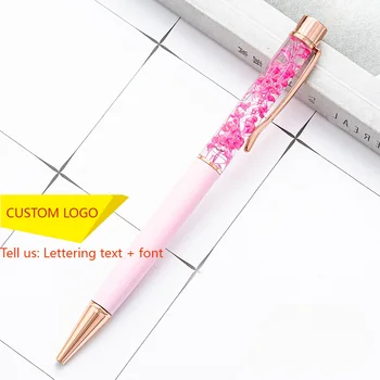 Creative DIY намазан с олио сухо цвете писалка бизнес подарък метална писалка на едро реклама химикалка персонализирано лого студент учител подарък