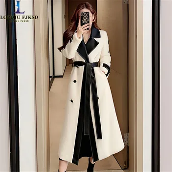 Faux Lamb Fur Coats for Women's,Double Orded Jacket,England Style Female Overcoat, Thicken Warm Long Clothes, Winter, New