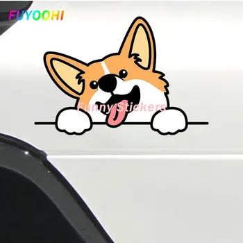 FUYOOHI Играйте стикери Corgi куче кола стикери творчески смешно винил ваденки личност аксесоари за кола багажник кемпер лаптоп декор
