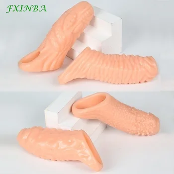 FXINBA Удебеляване на пениса Уголемяване на ръкава Реалистични пръстени за петел Забавяне на еякулацията на пениса Стимулиране на секс играчки за мъже Корекция на препуциума 0