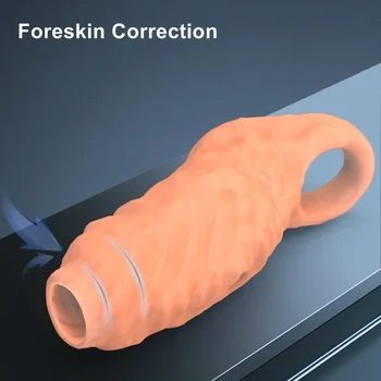 FXINBA Удебеляване на пениса Уголемяване на ръкава Реалистични пръстени за петел Забавяне на еякулацията на пениса Стимулиране на секс играчки за мъже Корекция на препуциума 3