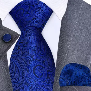 GUSLESON 8 см синьо черно розово мъже вратовръзки джоб квадратни копчета за ръкавели комплект Пейсли коприна вратовръзка сватба бизнес подарък вратовръзка аксесоари