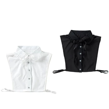 Lady Half-Shirt блуза Подвижна дантела Фалшиви яки Dicky яка Faux яка Casual декоративни