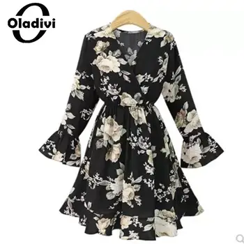 Oladivi Fashion Print Дамски ежедневни хлабави рокля с голям размер 2023 Летни нови извънгабаритни рокли Дами Голям топ туника Blusa L-4XL 808