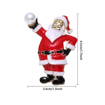 Santa Pin шал шалове шал клип Санта коледно дърво чорапи снежен човек ръкавици сладък Дядо Коледа интересни кристал пунктирана брошка 5