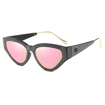 Shinny Party Crystal Frames Слънчеви очила за котешки очи за жени Луксозен дизайн на марката Мъжки очила Женски диамант Oculos Gafas De Sol