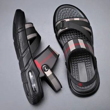 Topvivi мъжки сандали спортни луксозна марка кожа мека Мъже Летни чехли Плажни обувки Външни Неплъзгащи се сандали Мъже Лято 2023