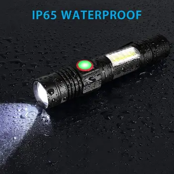 USB акумулаторно фенерче Супер ярка магнитна LED факел с Cob Sidelight джобен клип Zoomable за къмпинг 3