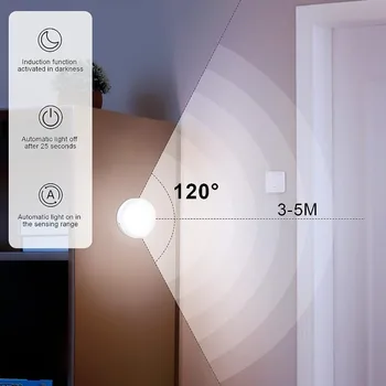 Xiaomi нощна лампа със сензор за движение акумулаторна USB кухненски шкаф нощна светлина 2 цвята превключвател за декорация на спалня стая 3