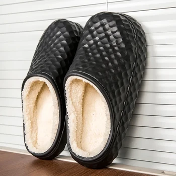 YRZL Зимни мъжки обувки Вътрешна къща Памучни чехли Удобни топли плюшени обувки Неплъзгащи се двойка чехли Дамски обувки за дома