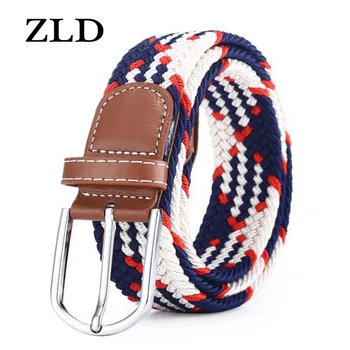 ZLD 60 цвята женски случайни плетени щифт ключалката мъже колан тъкани платно еластични разширяеми плетени опънати колани за жени дънки