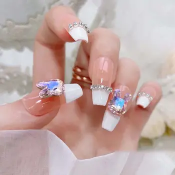 Аксесоари Луксозни нокти орнамент зайци нокти бормашина 3D нокти бижута Aurora нокти изкуство декорации зайци нокти изкуство кристали
